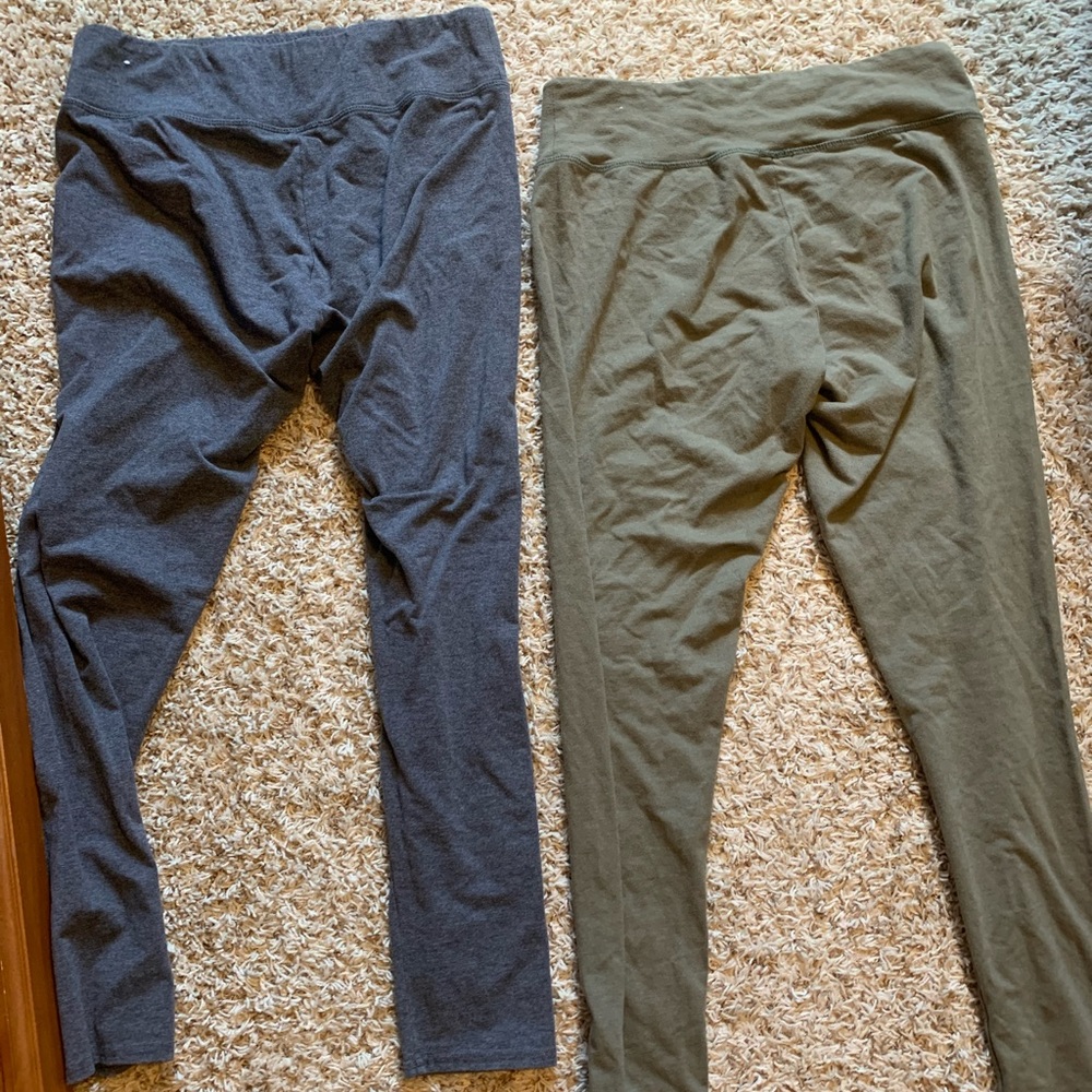 Gray & Olive Green Leggings